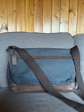 Coach Canvas Leather-Trim Messenger Bag